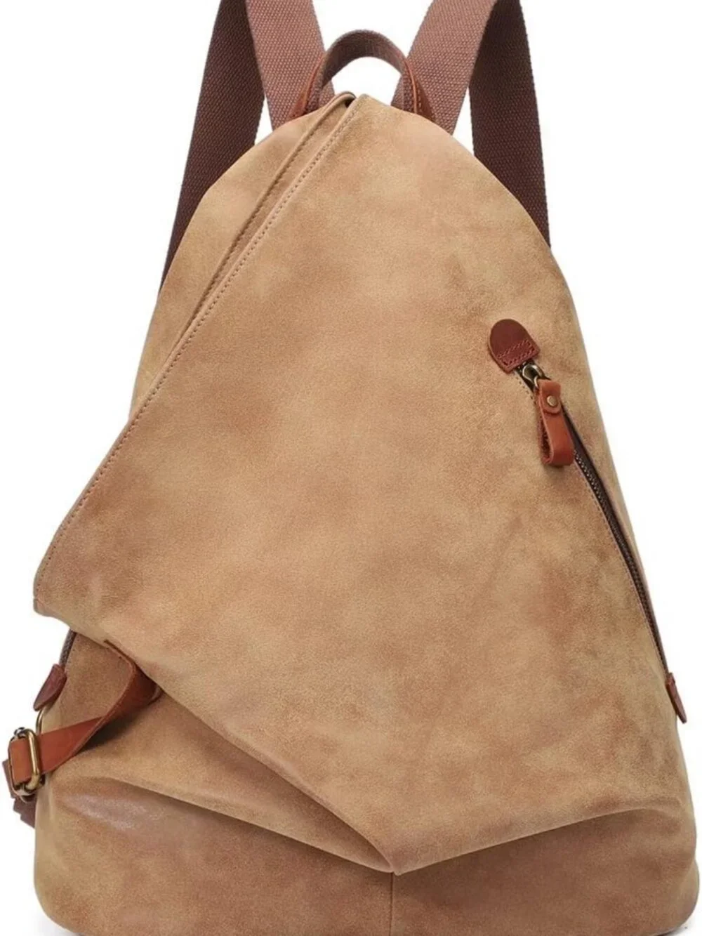 Vintage PU Leather Backpack - Large Casual Daypack for Travel & Hiking, Unisex